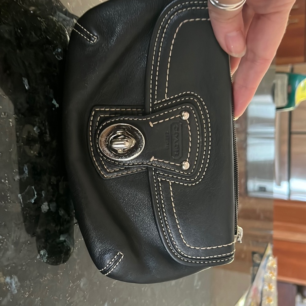 Coach Black leather wristlet